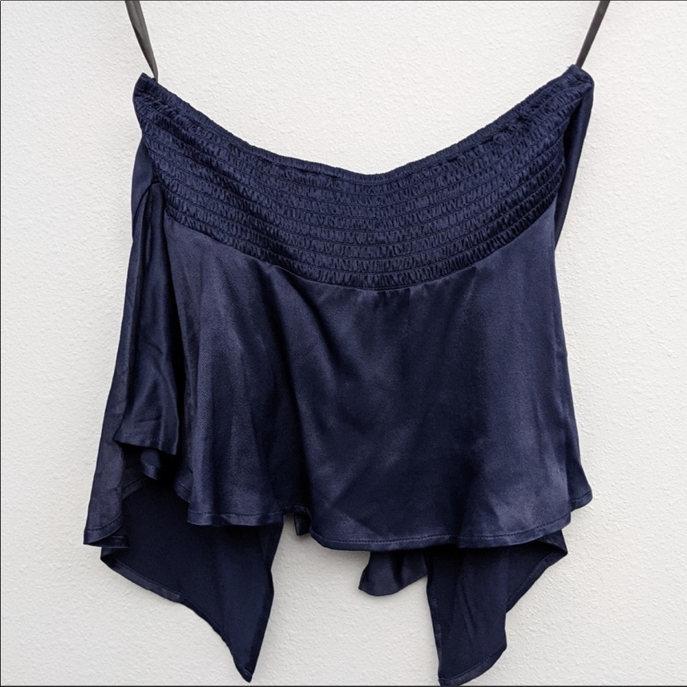 Lpa Tie Front Drape Flutter Smocked Crop Cop Xs - image 4